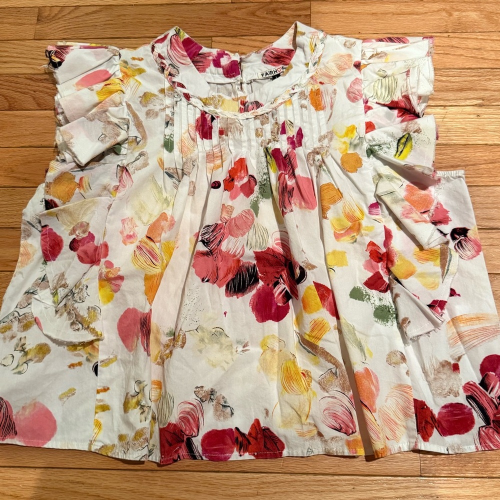 Floral Print Women's Cotton Blouse Size L